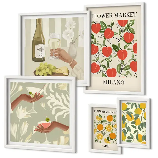 Framed photo set Vintage fruit flower fair
