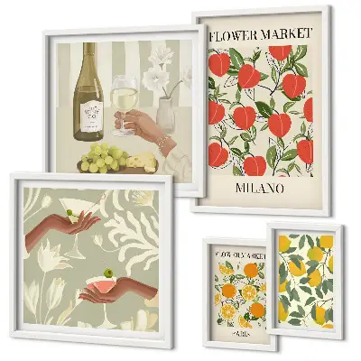 Framed photo set Vintage fruit flower fair