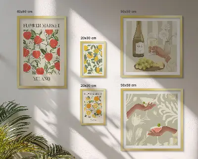 Framed photo set Vintage fruit flower fair