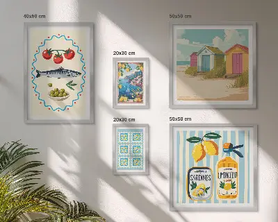 Mediterranean cuisine flavors wall art set of 5 pieces