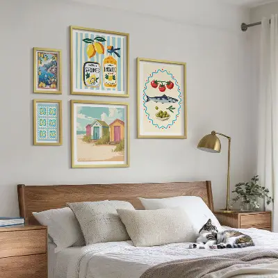 Set of 5 wall art pieces Mediterranean cuisine flavors
