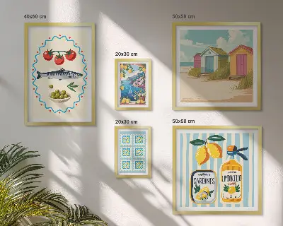 Mediterranean cuisine flavors wall art set of 5 pieces