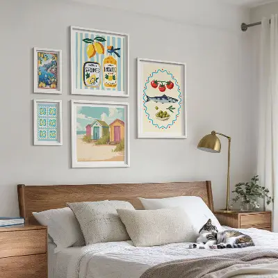 Set of 5 wall art pieces Mediterranean cuisine flavors