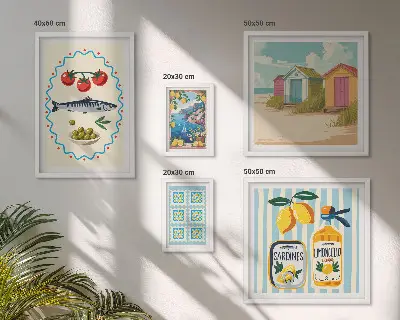 Mediterranean cuisine flavors wall art set of 5 pieces