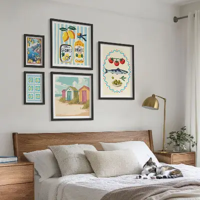 Set of 5 wall art pieces Mediterranean cuisine flavors