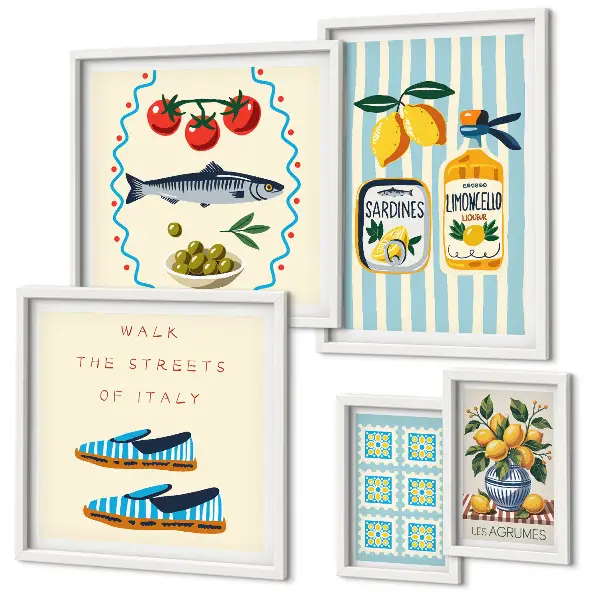 Framed photo set Italian cuisine citrus fruits