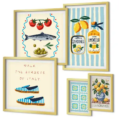 Framed photo set Italian cuisine citrus fruits