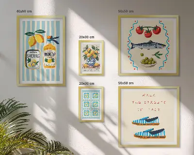 Framed photo set Italian cuisine citrus fruits