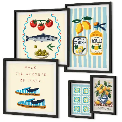 Framed photo set Italian cuisine citrus fruits
