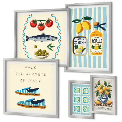 Framed photo set Italian cuisine citrus fruits