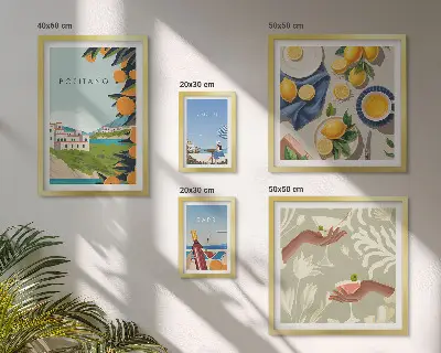 Set of 5 wall art pieces Italian Holidays Amalfi Capri