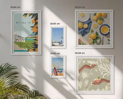 Set of 5 wall art pieces Italian Holidays Amalfi Capri