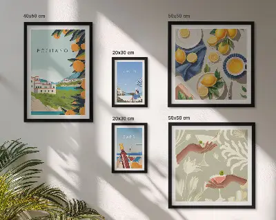 Set of 5 wall art pieces Italian Holidays Amalfi Capri