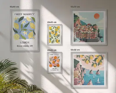 Gallery wall Vintage fruit landscapes