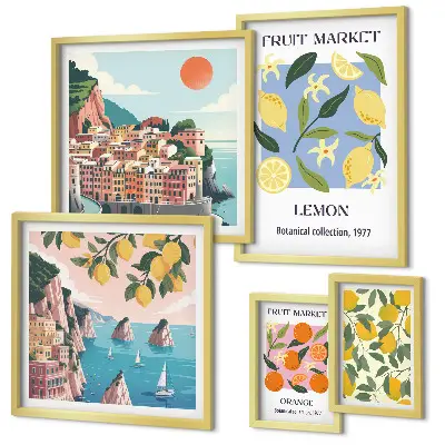 Gallery wall Vintage fruit landscapes