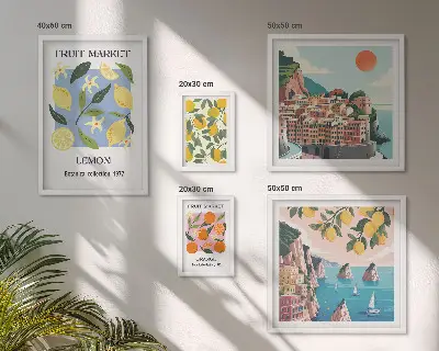 Gallery wall Vintage fruit landscapes