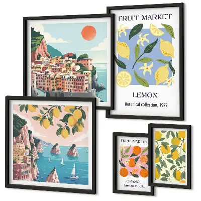 Gallery wall Vintage fruit landscapes
