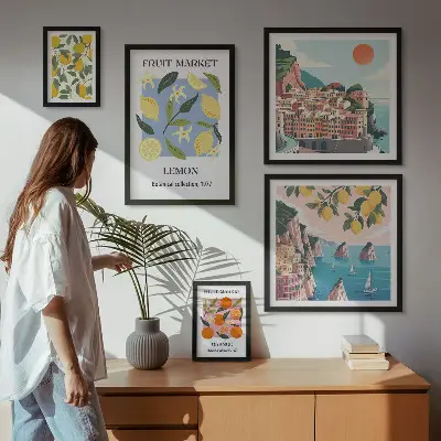 Gallery wall Vintage fruit landscapes