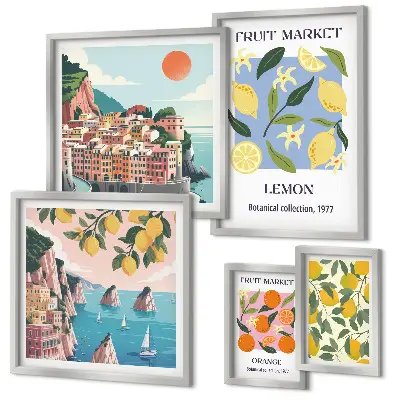 Gallery wall Vintage fruit landscapes
