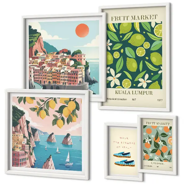Tropical Fruit Holiday wall art set of 5 pieces