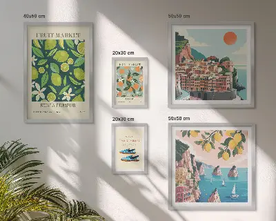 Tropical Fruit Holiday wall art set of 5 pieces