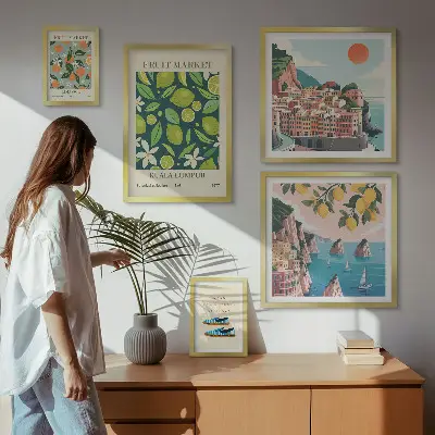 Set of 5 wall art pieces Tropical Fruit Holiday