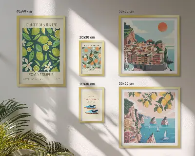 Set of 5 wall art pieces Tropical Fruit Holiday