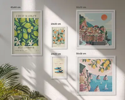 Set of 5 wall art pieces Tropical Fruit Holiday