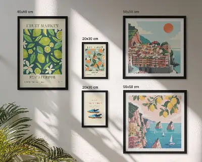 Set of 5 wall art pieces Tropical Fruit Holiday