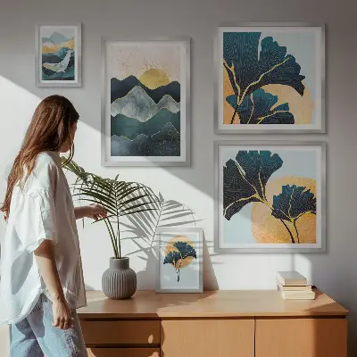 Framed photo set Stylish mountain plant landscapes