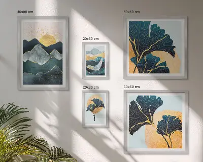 Framed photo set Stylish mountain plant landscapes