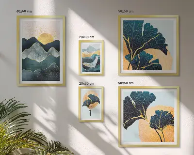 Framed photo set Stylish mountain plant landscapes