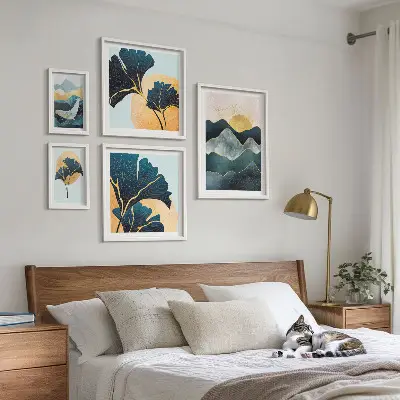 Framed photo set Stylish mountain plant landscapes
