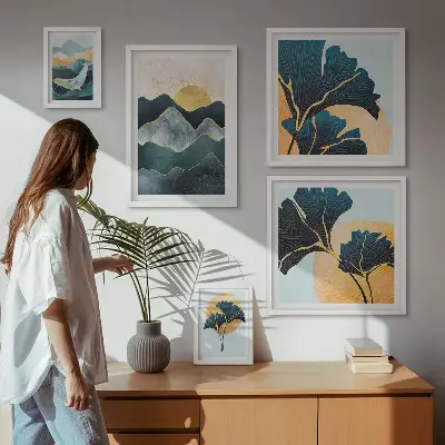 Framed photo set Stylish mountain plant landscapes
