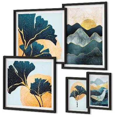 Framed photo set Stylish mountain plant landscapes