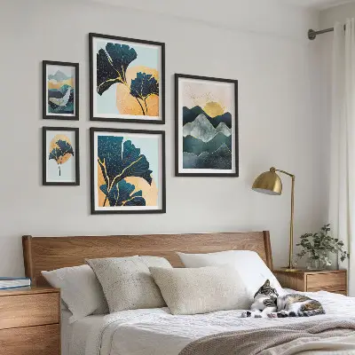 Framed photo set Stylish mountain plant landscapes