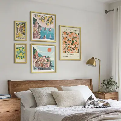 Set of 5 wall art pieces Seaside fruit markets