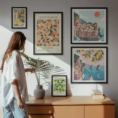 Seaside fruit markets wall art set of 5 pieces