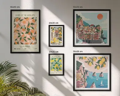 Seaside fruit markets wall art set of 5 pieces