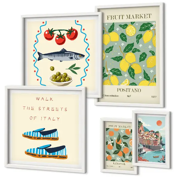 Fruit collection photo set framed artwork from Italy