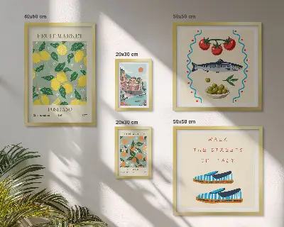 Fruit collection photo set framed artwork from Italy