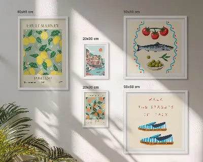 Fruit collection photo set framed artwork from Italy