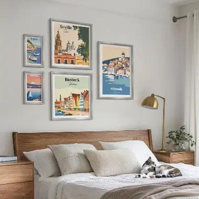 Set of 5 wall art pieces Landscapes of coastal cities