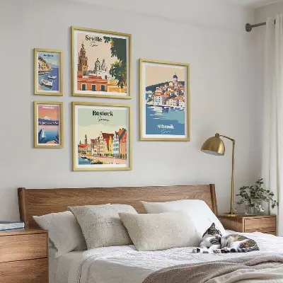 Set of 5 wall art pieces Landscapes of coastal cities