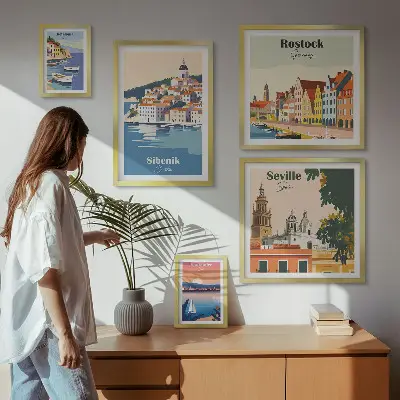 Set of 5 wall art pieces Landscapes of coastal cities