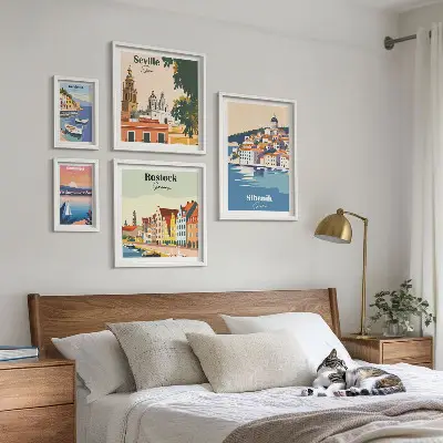 Set of 5 wall art pieces Landscapes of coastal cities