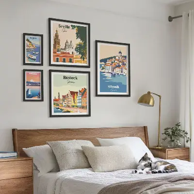 Set of 5 wall art pieces Landscapes of coastal cities