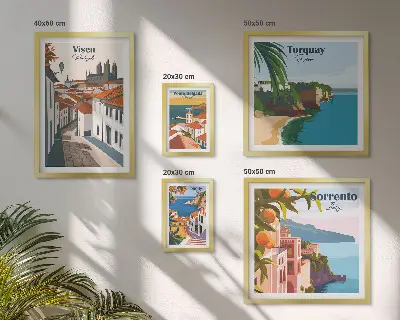 Set of 5 wall art pieces Picturesque towns of Europe