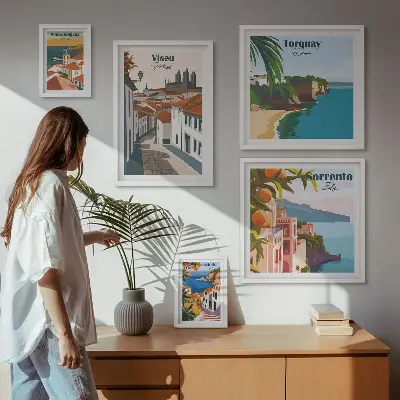 Set of 5 wall art pieces Picturesque towns of Europe