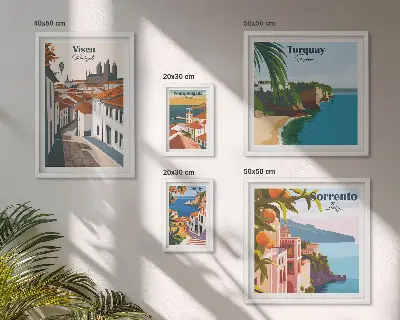 Set of 5 wall art pieces Picturesque towns of Europe
